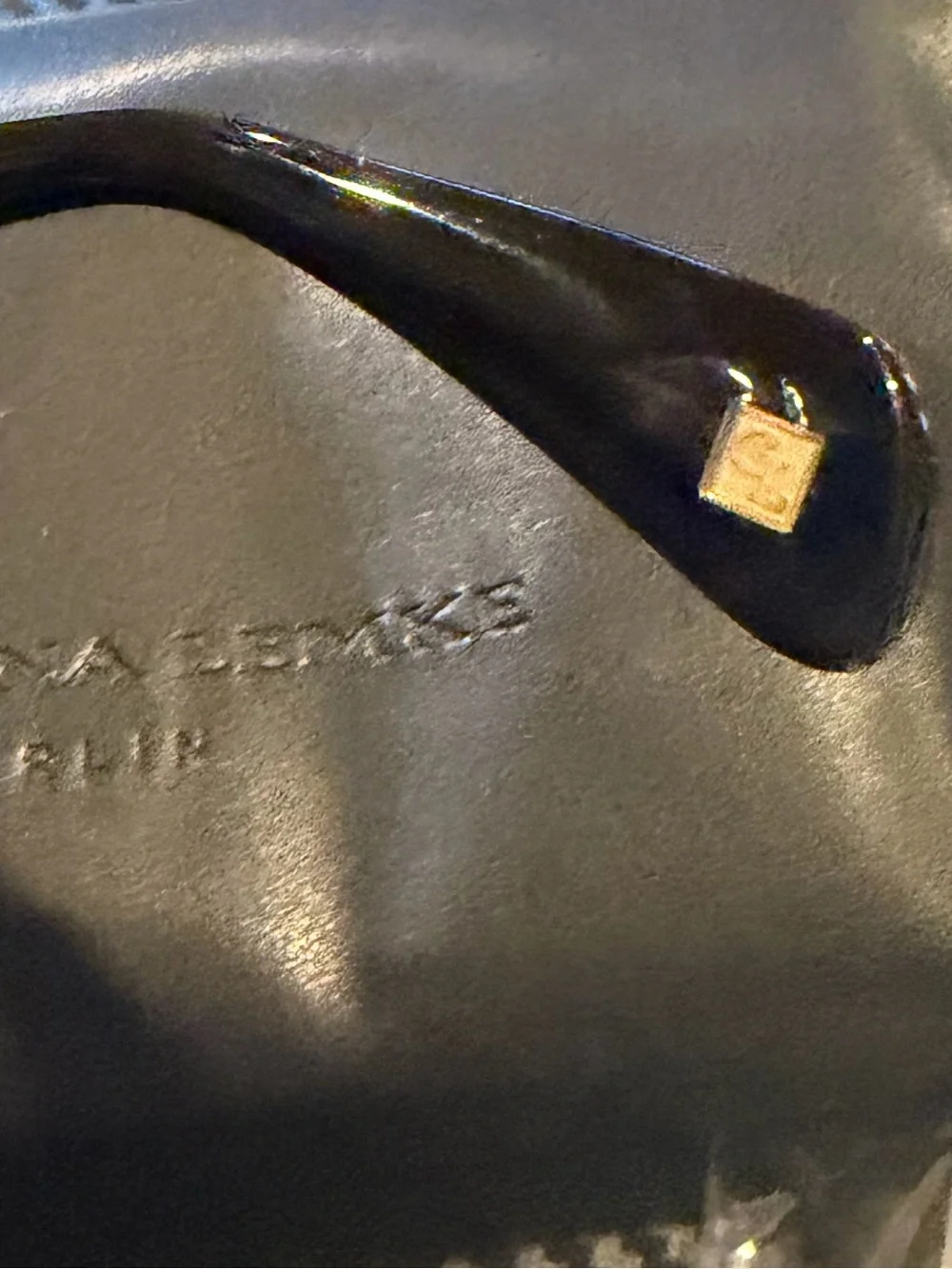 Carolina Lemke Berlin Coco black Oversized Square Sunglasses faux leather case